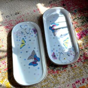 🦋👐🌸🌟💍2 Butterfly Design Oval Plates